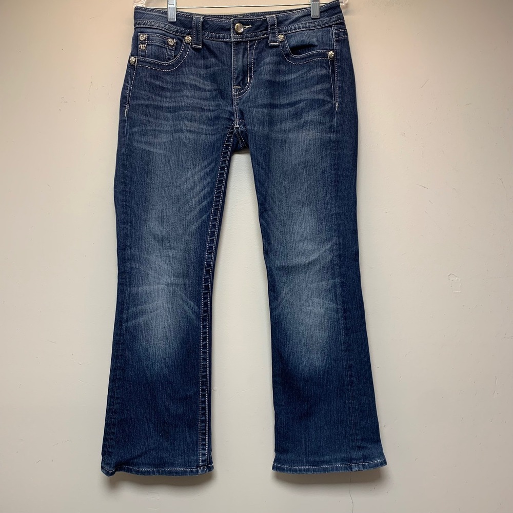 Miss Me Bootcut Jeans Women 30 Dark Blue Excellent JP6228B Embellished Stretch